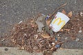 McDonalds empty cup and litter left by the side of the road